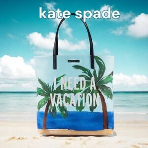 Kate Spade Novelty  Blue "I Need A  Vacation"
MAXI Tote Bag Bon Shopper